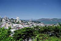 Vue de la Coit Tower, Russian Hill, Lombard Street et le Golden Gate